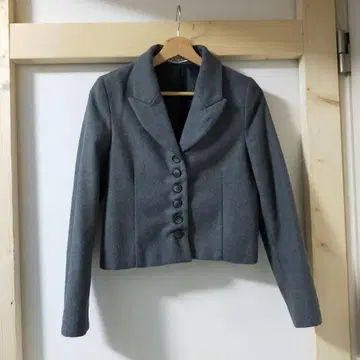 RANDEBOO 크롭 자켓 그레이 울 혼방