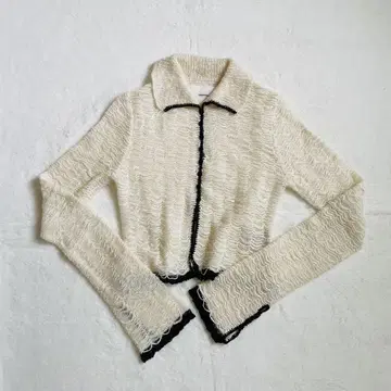TODAYFUL Mesh Jacquard Knitshirts 아이보리