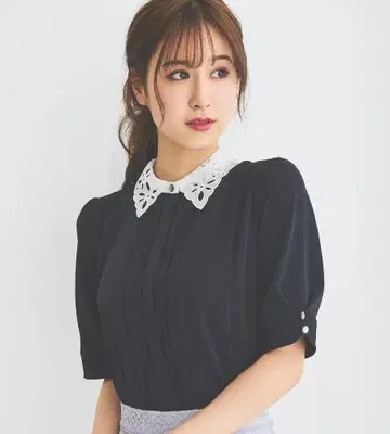 새상품 레스 빠세 시어 컬러 오부 소매 블라우스