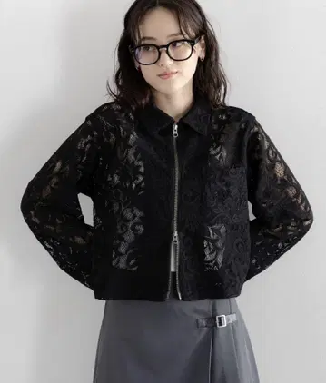 W 지퍼/레이스 숏 셔츠