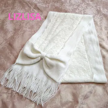 LIZ LISA 리본 포함 머플러 레이스 화이트 아크릴 100%