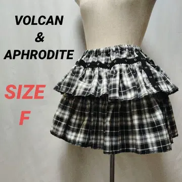 VOLCAN & APHRODITE 티어드 비둘기 아일렛 스커트 체크 블랙