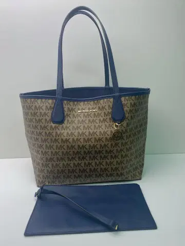 F527 MK 마이클코어스 토트백 리버서블 PVC 파우치 대용량