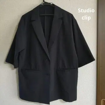 Studio clip 린넨 라이크 하프 슬리브 자켓