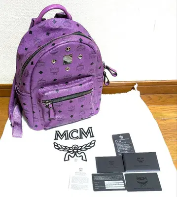 MCM 백팩 보라색 정품 보증서 포함 레어 미사용