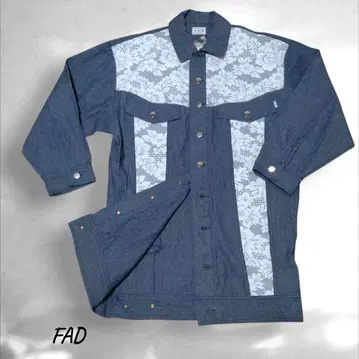 FAD 데님 레이스 스테인 컬러 코트