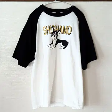 새상품급 SHISHAMO 강아지 티셔츠 래글런 화이트 x 블랙