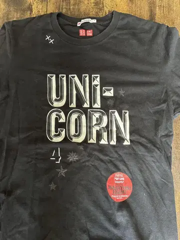유니콘 UNICORN 프린트 T셔츠 블랙 올드 유니클로 M