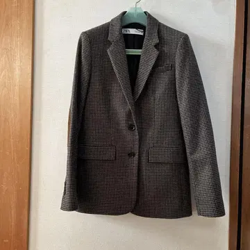 ZARA 브라운 체크 무늬 테일러드 자켓 XS