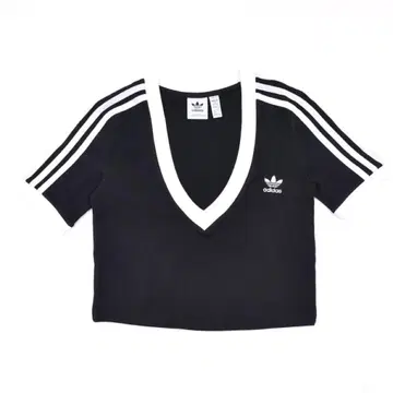 adidas V넥T셔츠 3라인 블랙