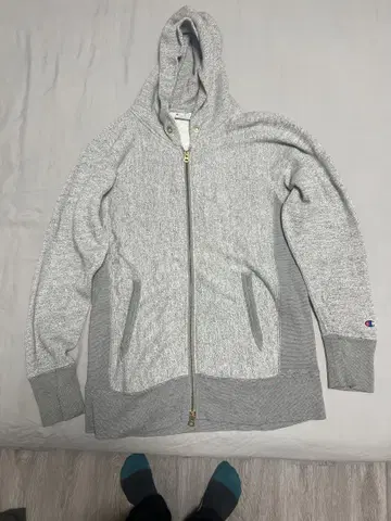 Champion 그레이 풀 집업 후드티