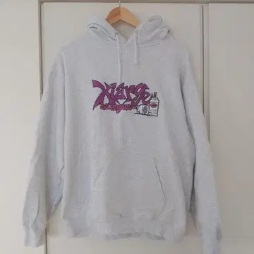 XLARGE 그레이 프론트 프린트 후드티