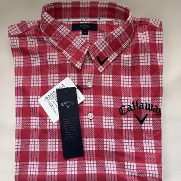 Callaway 골프 남성용 피케 셔츠 LL 빨간색 체크