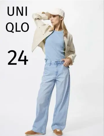 택 포함 새상품 UNIQLO 배기 커브 청바지 24 사이즈