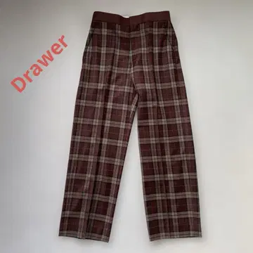 Drawer 브라운 체크 팬츠
