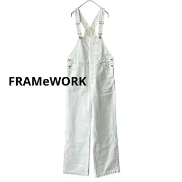 새상품급 FRAMeWORK 데님 오버롤 36 화이트