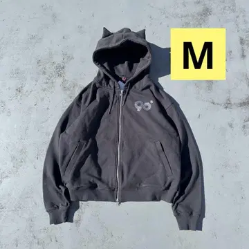 9090 girl 90 Logo Cat Ear Zip Hoodie