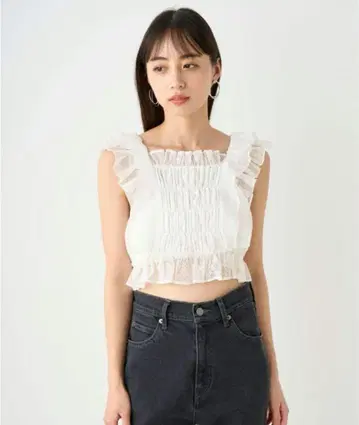 SNIDEL 스나이델 크롭 프릴 블라우스 SWFB244136 여성용
