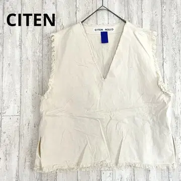 CITEN 프린지 베스트 [F] 베스트 V넥 아이보리 화이트 계열