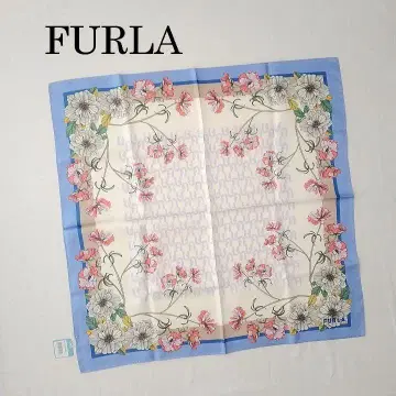 FURLA(훌라) 스카프 UV 대책 블루 화이트 계열 꽃무늬