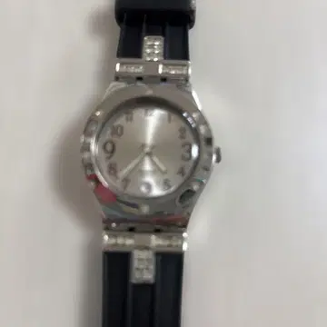 Swatch 아날로그 손목시계 실버/블랙