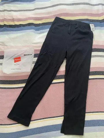 새상품 미사용 Hanes 헤인즈 와플 팬츠 블랙 아담 로페 블랙
