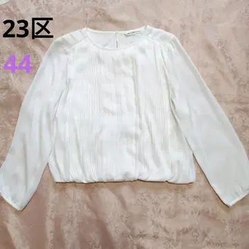 23구 플리츠 디자인 긴팔 블라우스 화이트 사이즈 44 빅 사이즈