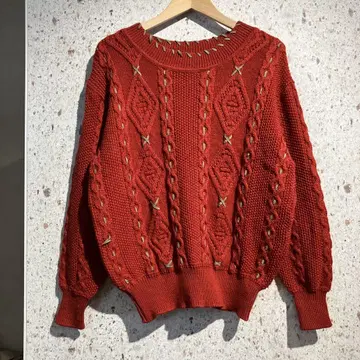 90s KEN CLEZIO 케이블 니트 레드 VINTAGE