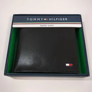 TOMMY HILFIGER 블랙 가죽 접이식 지갑