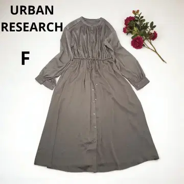 URBAN RESEARCH 드로스트 밴드 카라 새틴 롱 원피스 카키