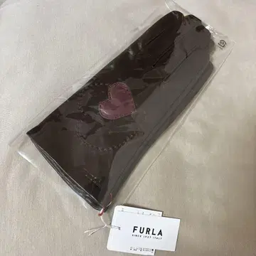 FURLA 브라운 가죽 장갑 하트 모티브