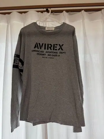 AVIREX 아비렉스 긴팔 T셔츠 XL 그레이 로고 프린트