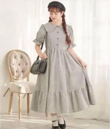 아오키 미사코 원피스 L 초기 시마무라 m petit 깅엄 체크 블랙