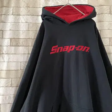 후드티 풀오버 센터 자수 Snap-on 속기모 블랙 3XL