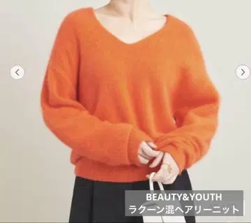[ 새상품급 ] BEAUTY&YOUTH 니트 헤어리 V넥 니트 풀오버