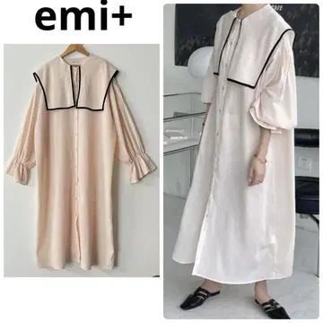 emi+ 세일러 라인 롱 셔츠 원피스