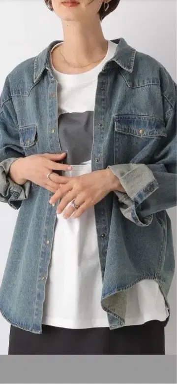 LEPSIM 와이드 데님 셔츠