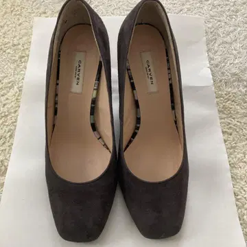 칼벤 CARVEN 전사 펌프스 청키힐 스웨이드 22.5cm