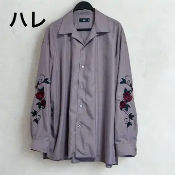 하레 HARE 장미 자수 긴팔 모브 컬러 빅 루즈 셔츠 S