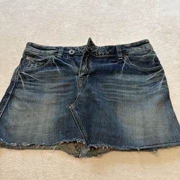 다크 블루 데님 미니 스커트