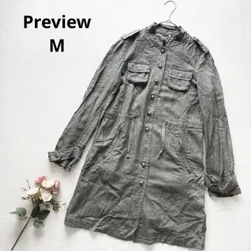 프리뷰 카키 밀리터리 자켓 롱 자켓 캐주얼 M