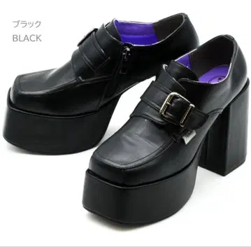 YOSUKE 통굽 플랫폼 펌프스 스퀘어토 청키힐 블랙