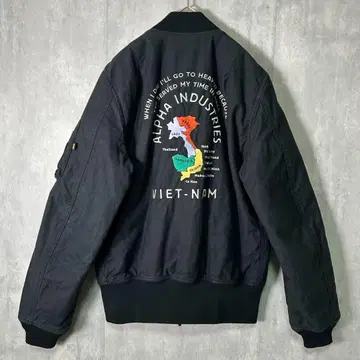 레어 ALPHA 베트남 자켓 MA-1 자수 베트남 스카잔 블랙