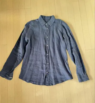 ZARA 린넨 네이비 버튼 다운 셔츠 XL