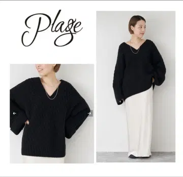 [ 새상품급 ] plage 아란 V넥 풀오버 니트 블랙