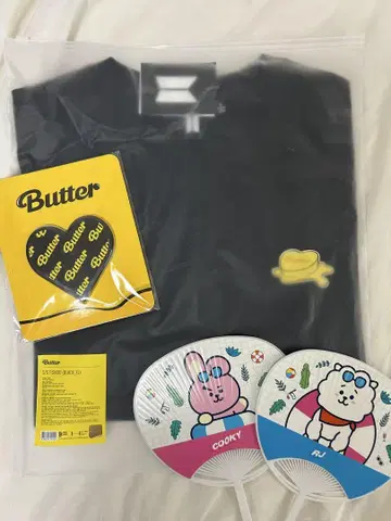 BTS Butter T셔츠 BT21 카페 COOKY RJ 부채 세트