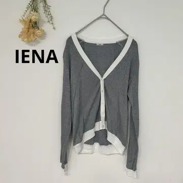 IENA 이에나 보더 가디건 쉘 버튼