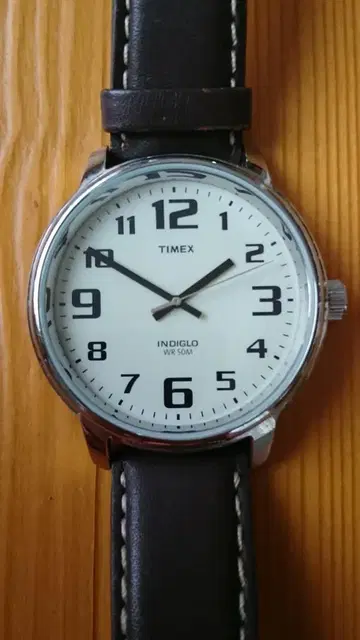 정크 TIMEX INDIGLO 가죽 시계 남성용 작동 안 함 아날로그