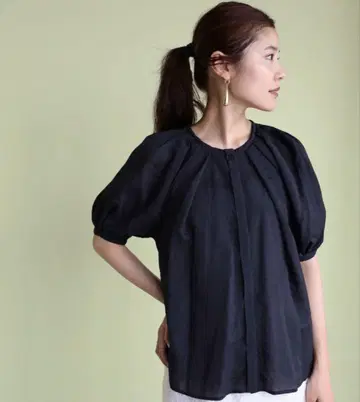Ray BEAMS 시어 볼륨 슬리브 블라우스
