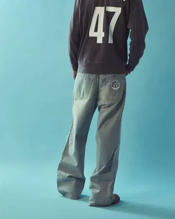 wind and sea 맨체스터 시티 와이드 레그 데님 팬츠